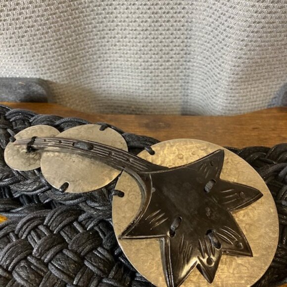 Unisex Black Woven Belt‎ w/Mixed Metal Buckle by Baer SF Made in the USA - Picture 2 of 5